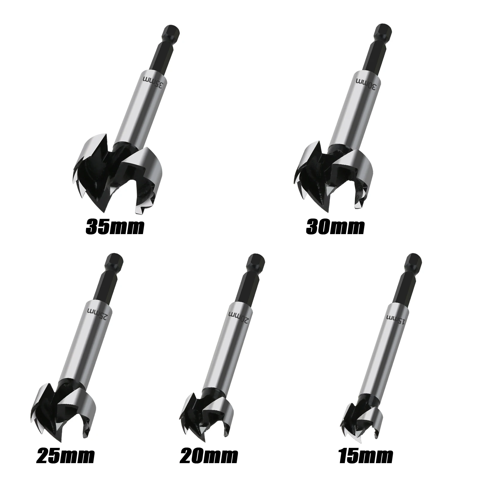 Versery-Kit de brocas de perforación Forstner, herramienta de sierra de agujero autocentrante para carpintería, vástago hexagonal de 6,35mm,