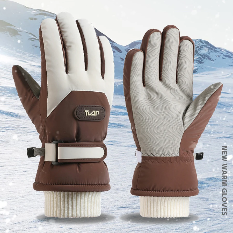 Touchscreen-Fahrradhandschuhe für Damen im Herbst und Winter, verdicktes Fleece zum Kälteschutz, wasserdichter und warmer Skihandschuh