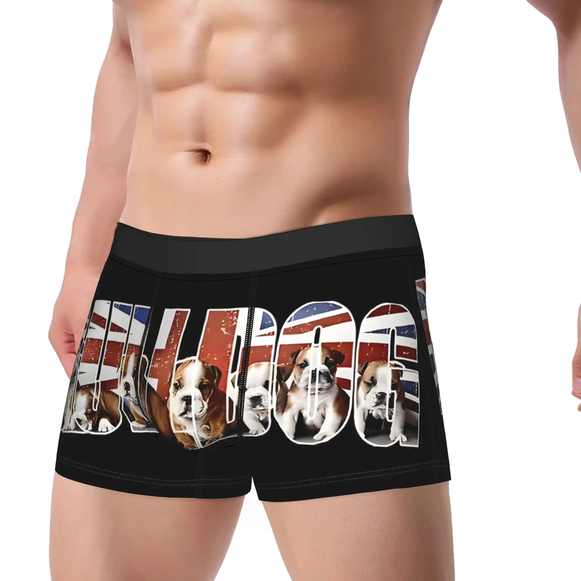 1piece  English Bulldog Puppy In London Underpants Homme Panties Male Underwear Print Shorts