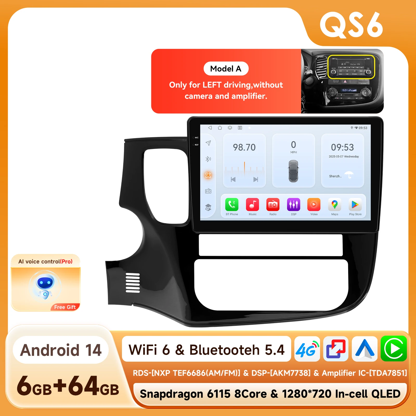 Carplay 4G-LTE 9 "10.33'' Autoradio Android voor Mitsubishi Outlander 3 GF0W GG0W Xl Multimedia Speler Nav GPS 2 Din Stereo DSP