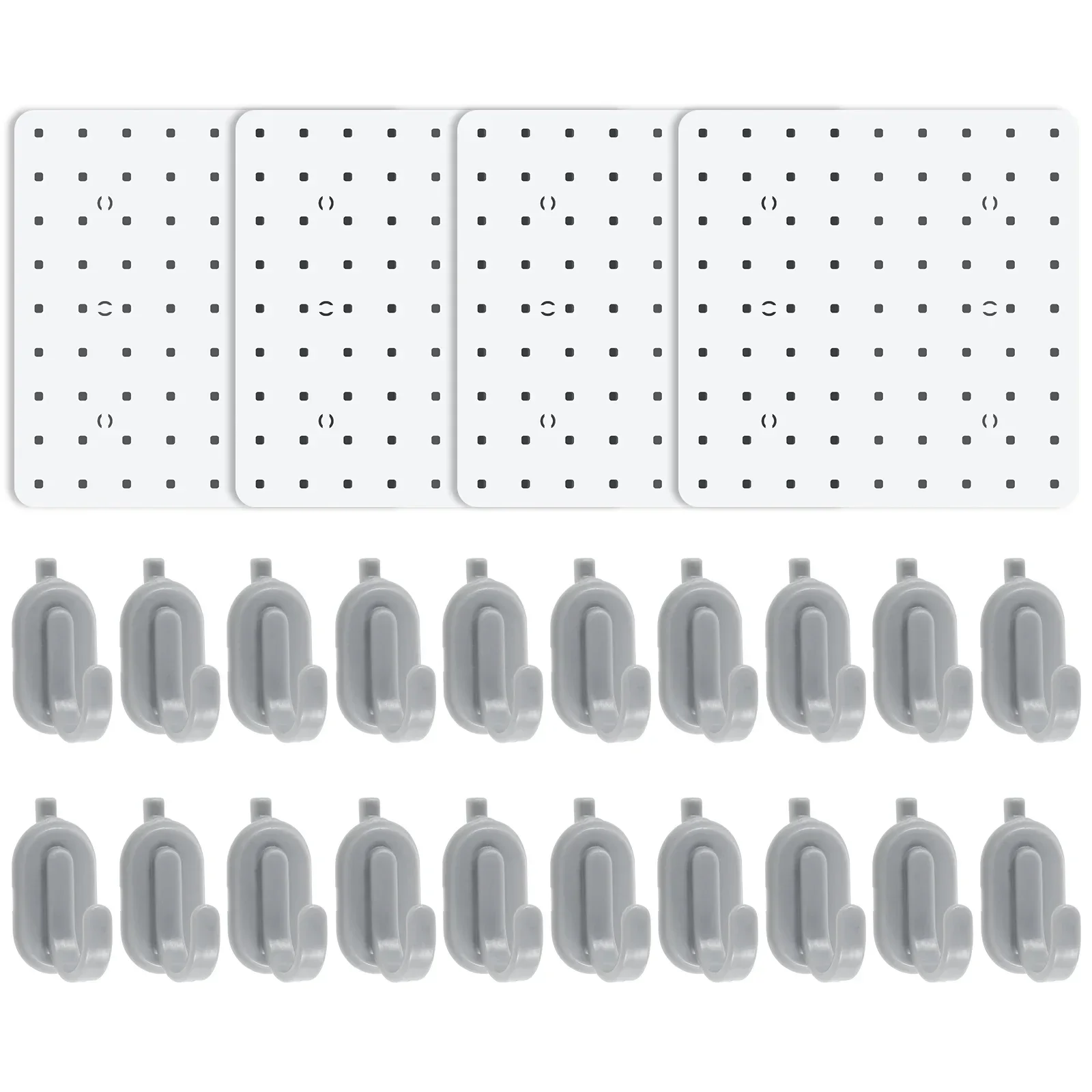 

No Punching Organizer Panels 4pcs Duty Board Adhesive 20 Peg Heavy Wall Hooks Pegboard With