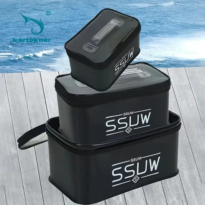 

KARTOKNER 3-in-1 Set, EVA Fishing Tool Box, Fishing Accessory Organizer, Live Fish Boxes, Portable Water Container