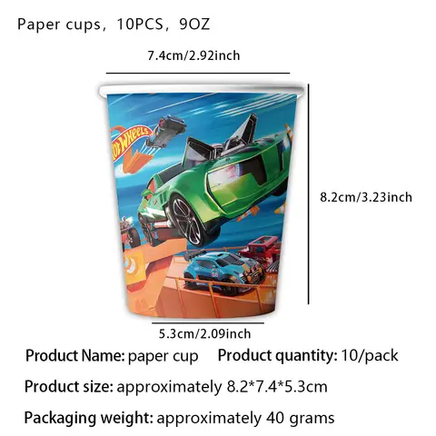 Hot Wheels Födelsedagsfestdekor Engångsservis Racingbil Presentpåse Duk Tårta Ballong Tallrik Pojke Barn Festtillbehör Set 12 best sales Hot Wheels 5-pack - №8