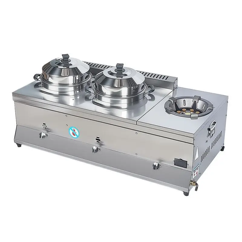 Commercial Gas Multi Cooker with Flameout Protection, Frying Steaming Boiling Stir-fry for Stall