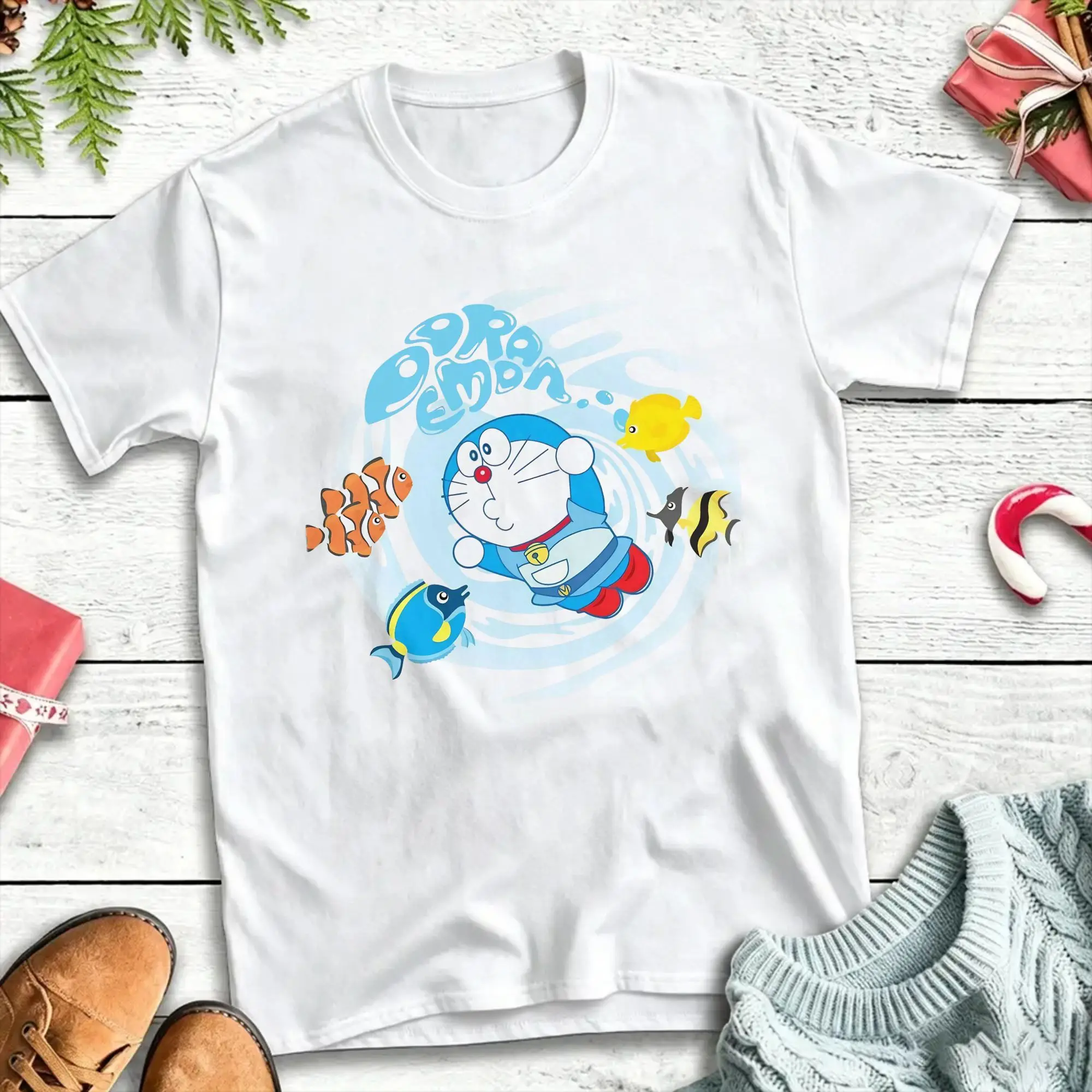 Men Women Doraemons T Shirt Anywhere Door Cotton Clothes Funny Short Sleeve Crewneck Tees Birthday Gift T-Shirts