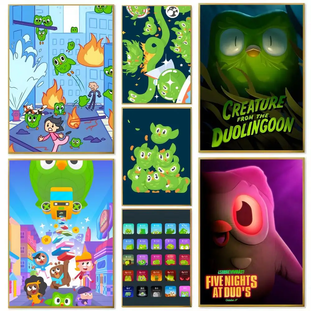 Duolingo البومة الثنائي المشارك ورقة طباعة غرفة المعيشة المنزلي غرفة نوم مدخل بار مقهى الفن اللوحة الديكور