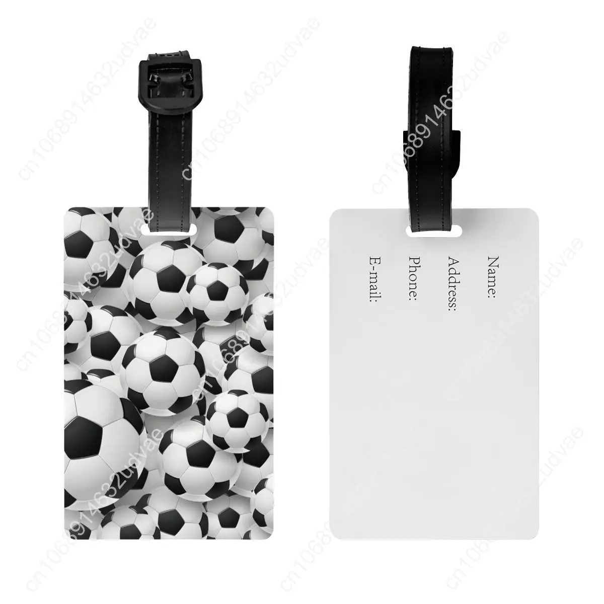 Custom Cool Soccerly Footbally Print Luggage Tag With Name Card Privacy Cover ID Label for Travel Bag Suitcase