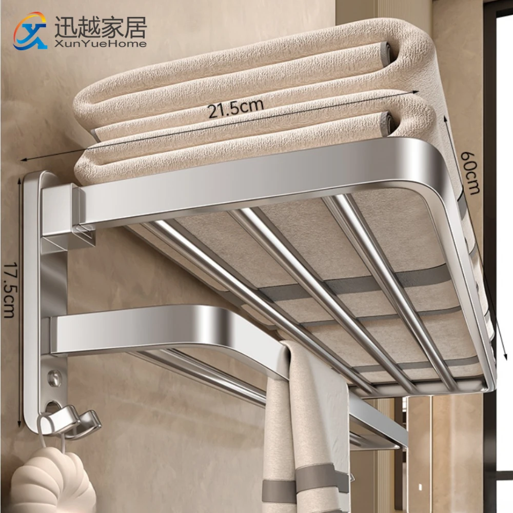 

Towel Rack Cloth Holder Matter Silver Aluminum Fold Hanger Wall 50-60CM Shower Bar Rail Toilet Storage Shelf Bathroom Accessorie