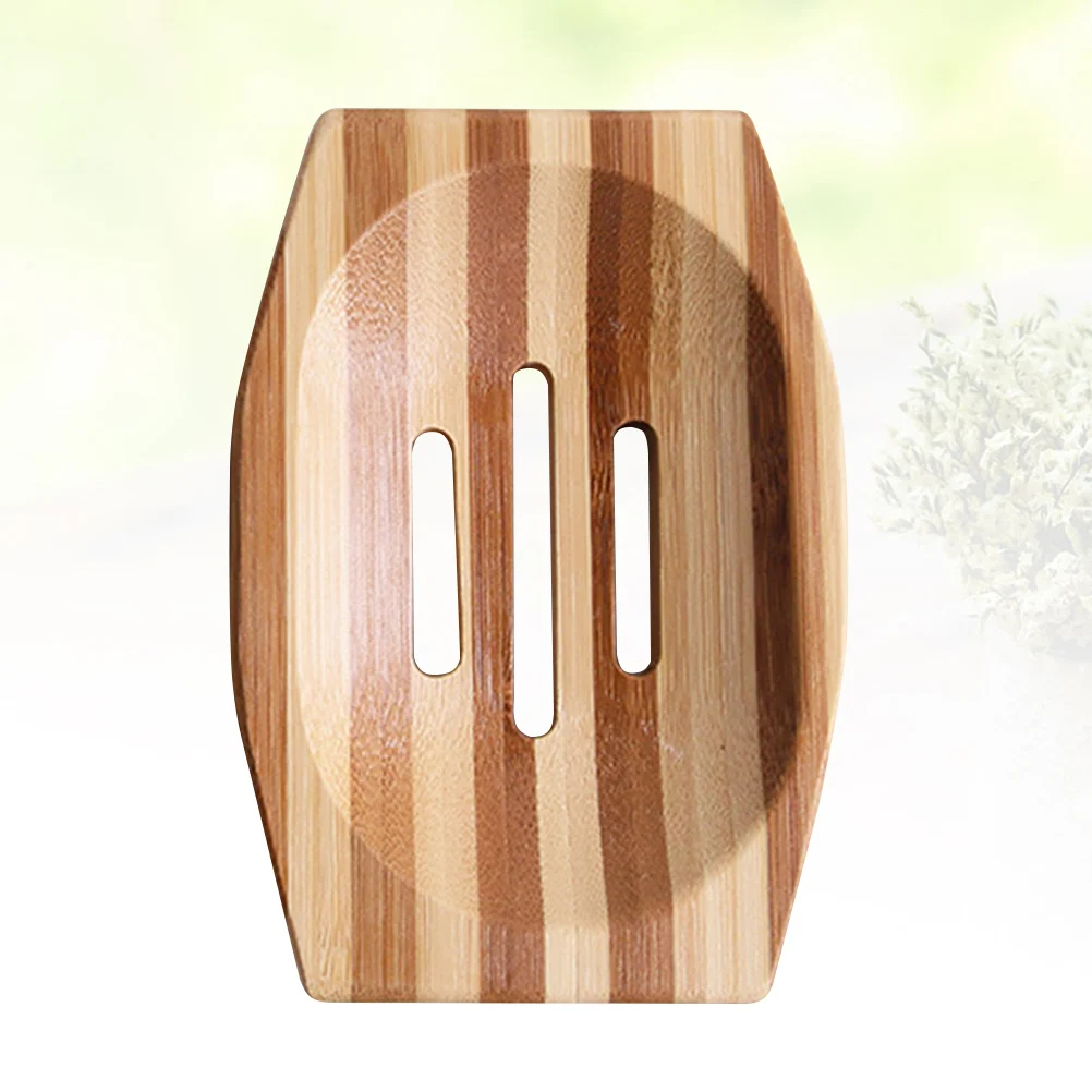 

1pc Bamboo Soap Dish for Kitchen Wood Container Holder Tray Drainage Design Travel Bathroom Decorative Soap Storage Box