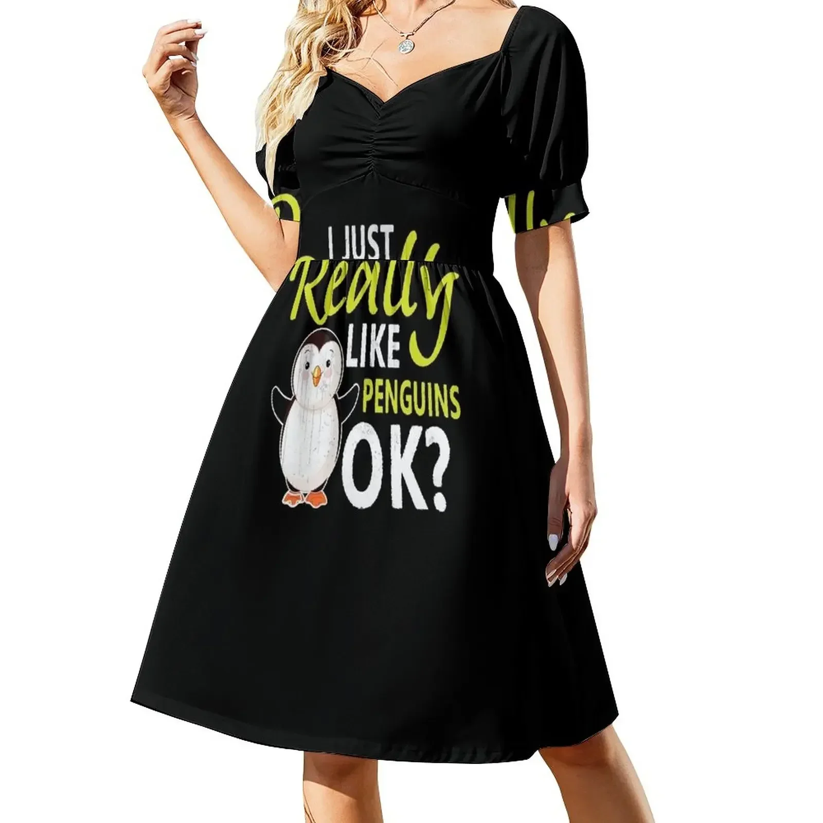 

Penguin Zoo Gift Short-Sleeved Dress evening dress ladies elegant dresses plus sizes Dress
