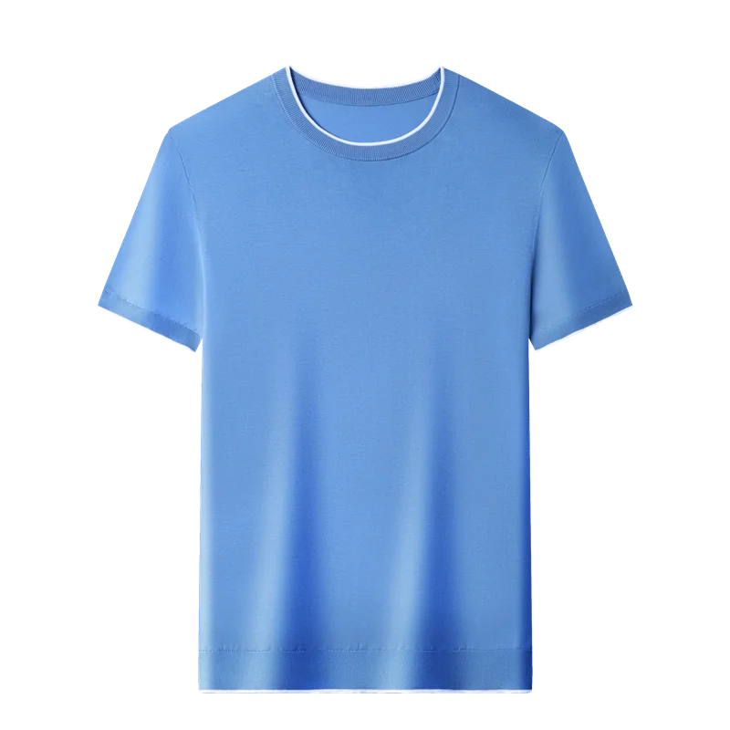 Good Lyocell Cotton Knitwear 2026 Summer Spring Solid Breathable Knit Clothes Short Sleeve Tops Silk Cotton Knitting T-shirts