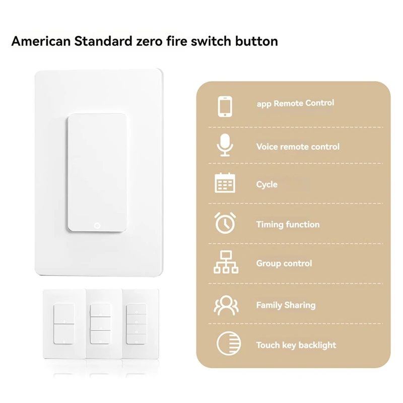 Tuya Wifi Smart Light Switch Need Neutral Wire 110-250V US Push Button Light For Alexa Google Home Smart Life