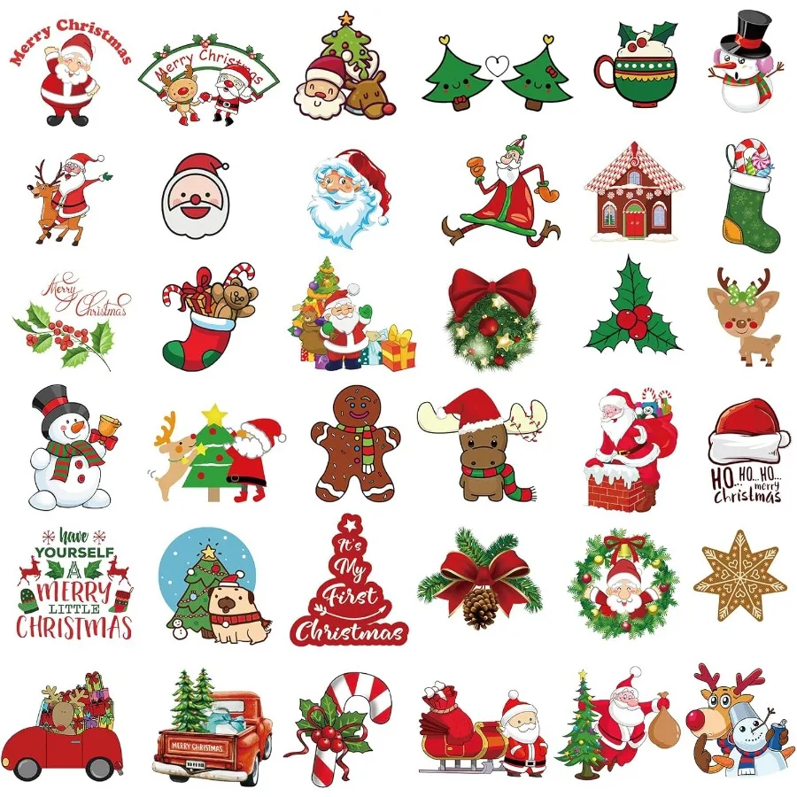 100 قطعة من ملصقات عيد الميلاد لـ: ملصق رجل الثلج المقاوم للماء من الفينيل سانتا كلوز لحفلات عيد الميلاد المفضلة لتخزين المواد #3