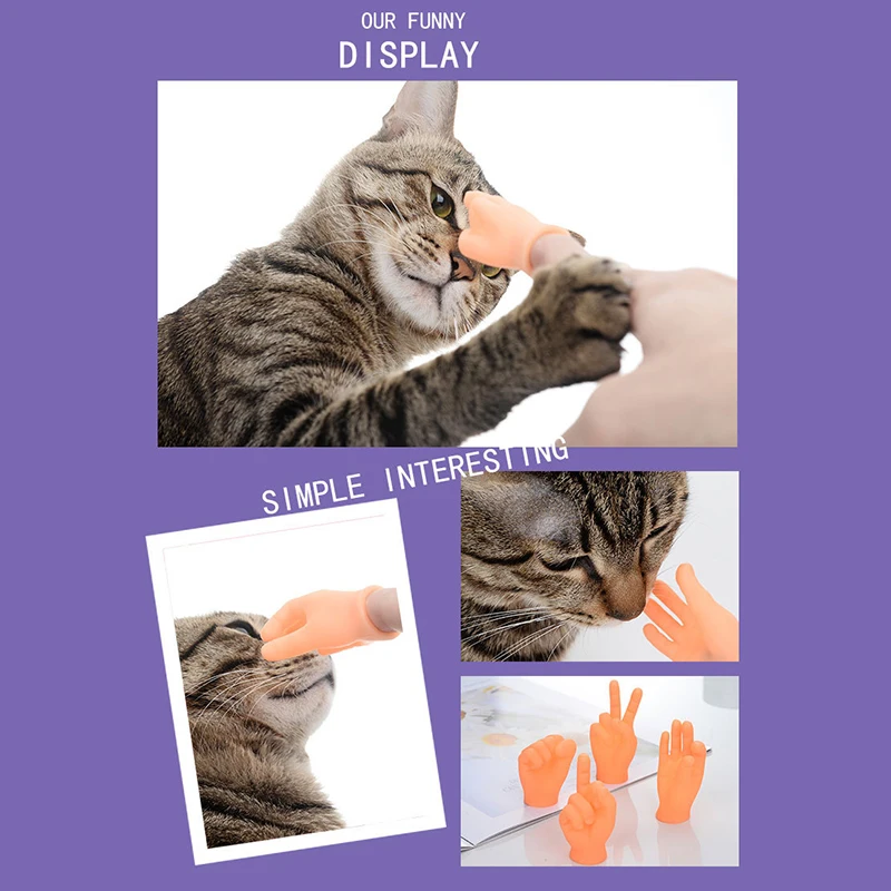 Teasing Cat Plastic Finger Gloves Human Fake Hand Cat Interactive Toys Caress Cat Dog Toys Little Hand Pet Cat Supplies