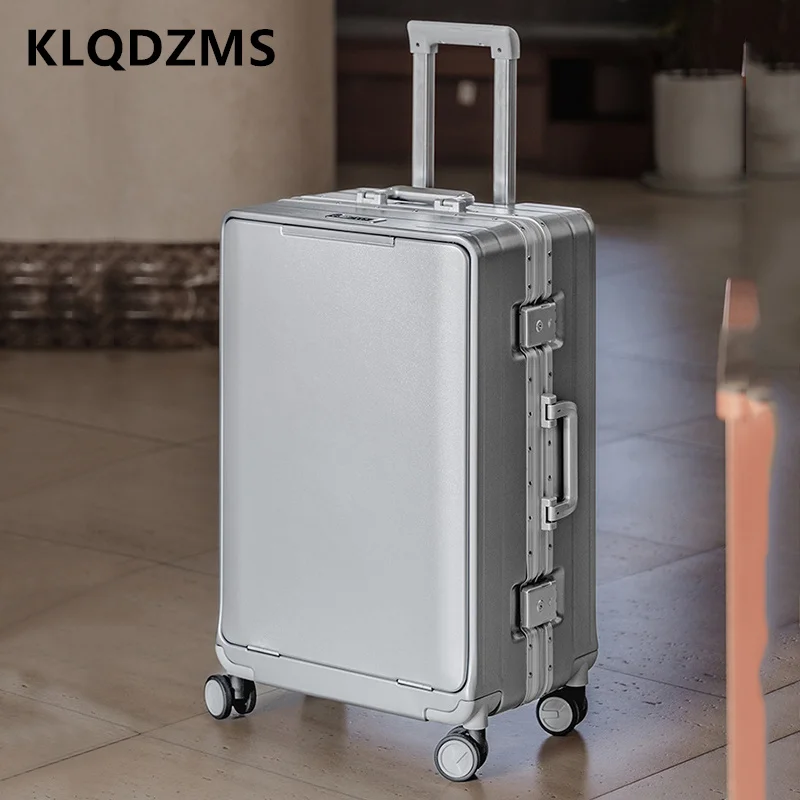 KLQDZMS Laptop Luggage Front Opening Boarding Case Aluminum Frame Trolley Case Multifunctional 20