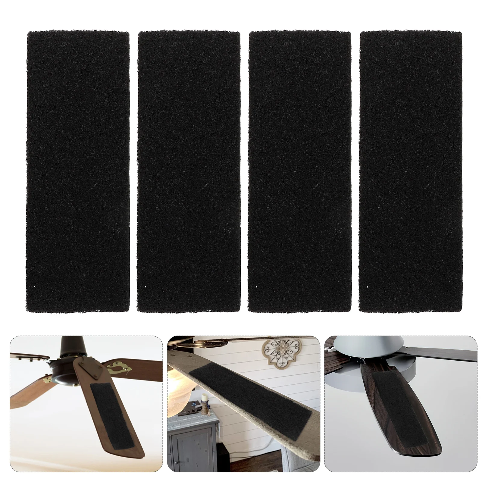 

4Pcs Activated Carbon Ceiling Fan Filters Self-Adhesive Easy Install Purifier Pads for Fan Blades Air Cleaning