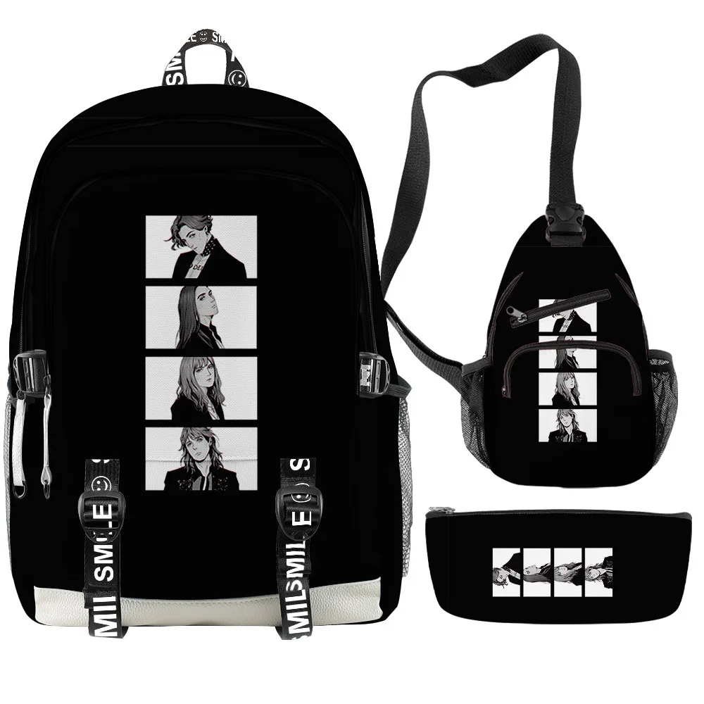 الهيب هوب شعبية Harajuku Maneskin ثلاثية الأبعاد مطبوعة 3 قطعة/المجموعة طالب الحقائب المدرسية متعددة الوظائف حقيبة السفر حقيبة صدر للرجال مقلمة #5