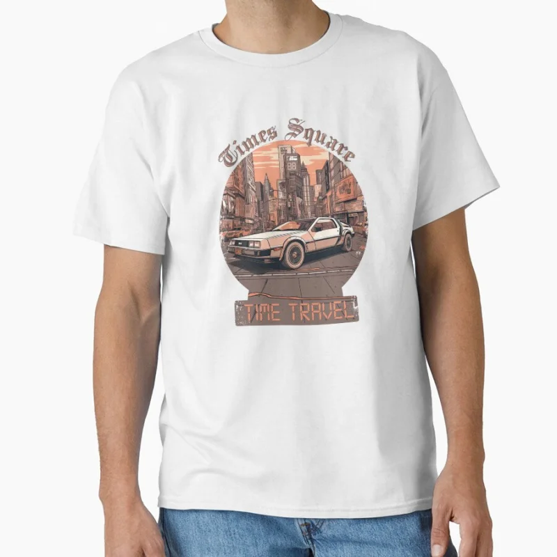 Time Travel DeLorean 80s movie Back To The Future timemachine Gift t shirt for men Large size tops 100% cotton printed clothes