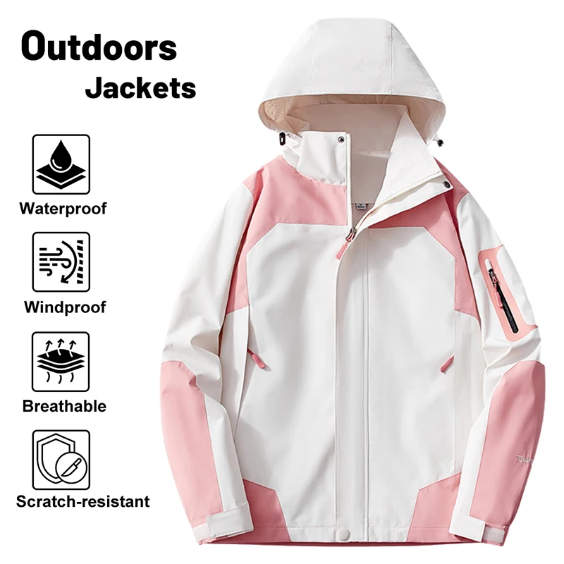 Wasserdichte Wanderjacke mit abnehmbarer Kapuze, leichter winddichter Mantel für Damen und Herren, Camping, Klettern, Regenmantel, Unisex