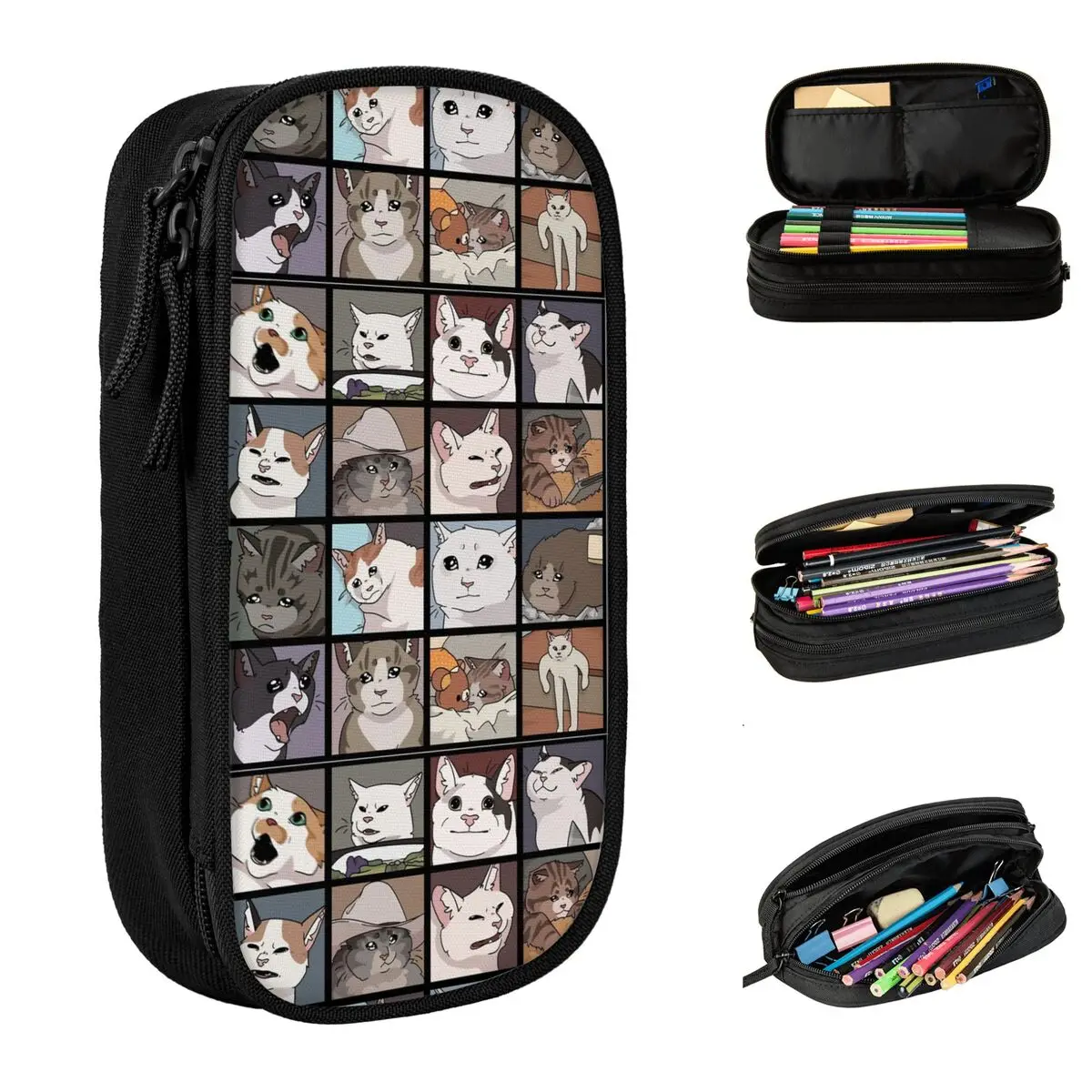 

Милый карандаш с милым котиком, женская сумка для ручек с милым котиком, вместительные офисные пеналы на молнии для студентов