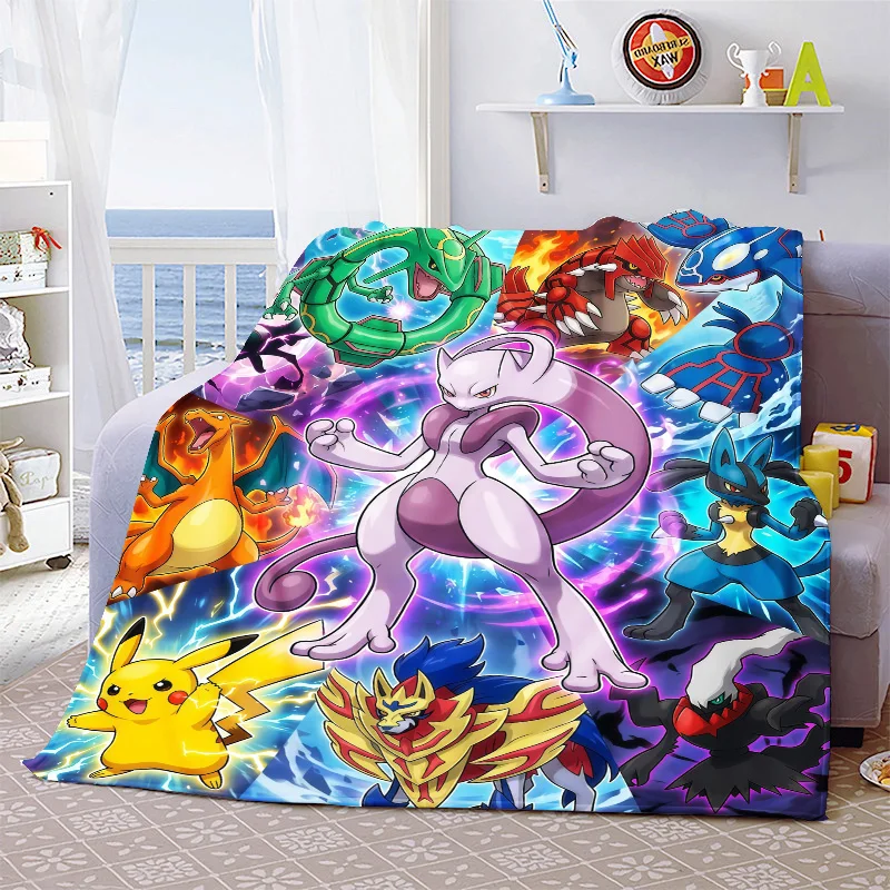 Pokemon-Flanelldecke, weich, warm, plüschig, leicht, für Couch, Sofa, Bett, gemütlich, für Reisen, Winter, Heimdekoration – QJY