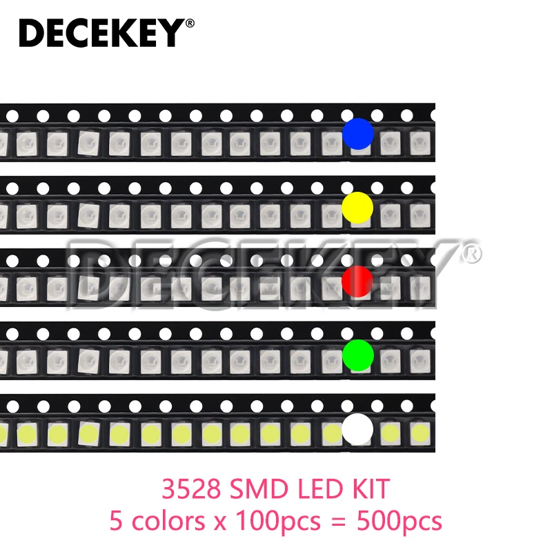 600pcs/500pcs 5050 5730 3528 1206 0805 0603 0402 SMD LED Kit 6colorsX100pcs/5colorsX100pcs Red Green Blue White Yellow Orange