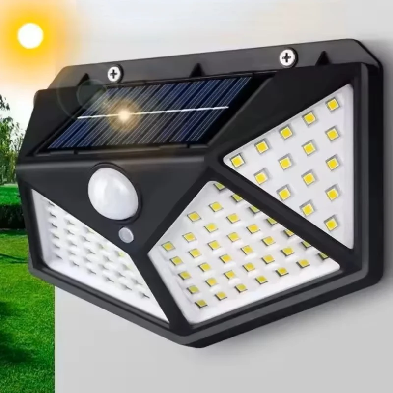 luz-solar-de-parede-com-100-leds-a-prova-d'Agua-com-sensor-de-movimento-alimentada-por-energia-solar-luzes-de-rua-para-jardim-varanda-e-patio