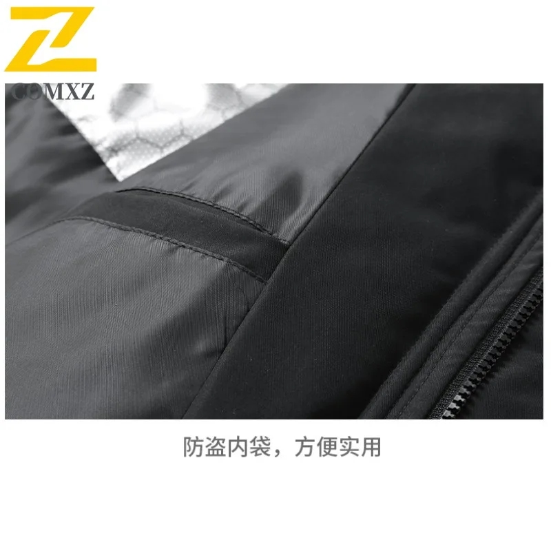 COMXZ, chaqueta de plumón para hombre, Otoño Invierno, nueva moda, gradiente, resistente al viento, cálido, para acampar al aire libre, Abrigo con capucha, ropa acolchada de longitud media