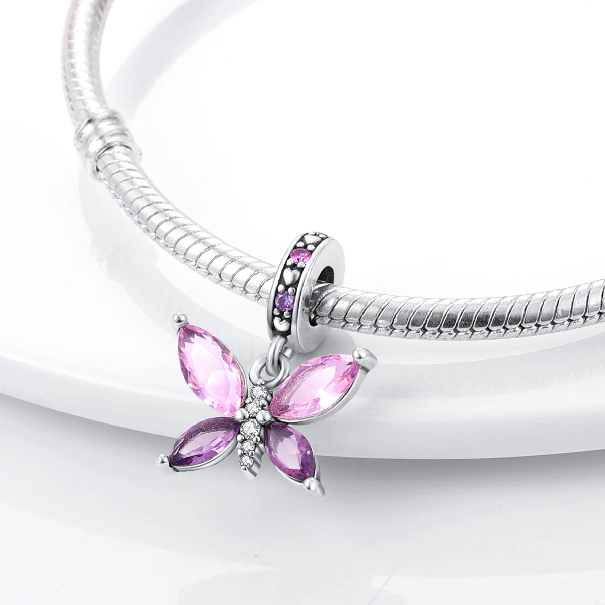 Color Enamel Hummingbird Flamingo Bird Butterfly Flower Beads Charm fit Bracelet Necklace Silver Plated Women Jewelry Making view 4