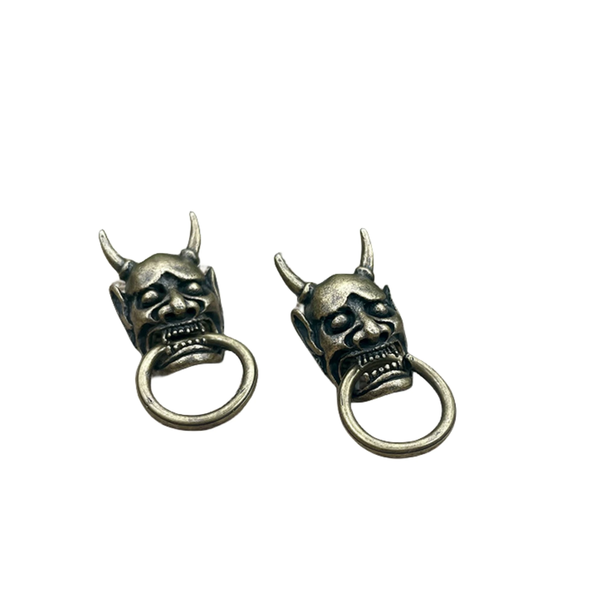 6pcs Bronze plt alloy demon skull head Devil Japanese Jucky mask Hannya screw back Concho rivet with ring  decor zipper wallet