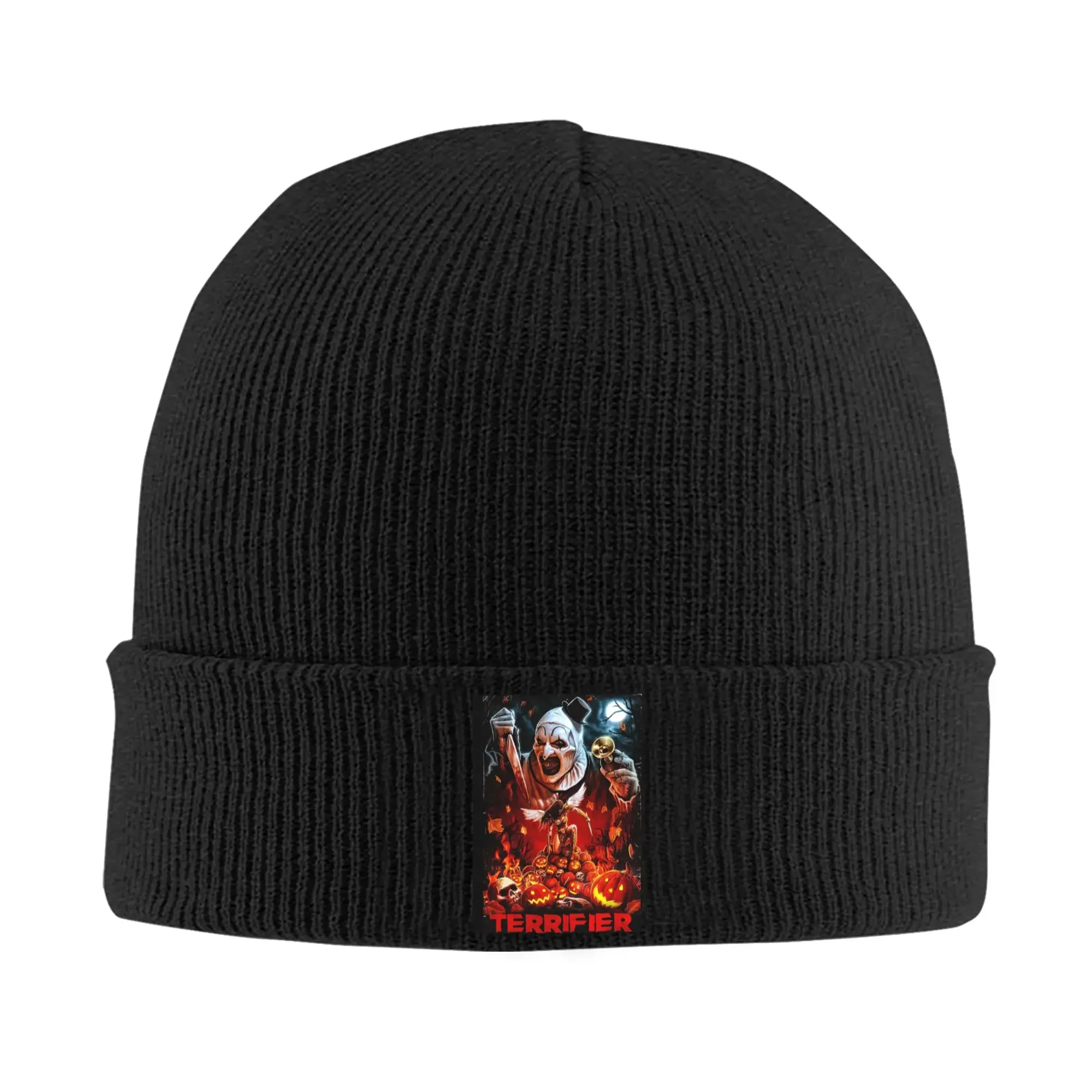 Terrifier Horror Poster Warm Knitted Cap Winter Knit Bonnet Hat Skullies Beanies Hip Hop Caps for Unisex