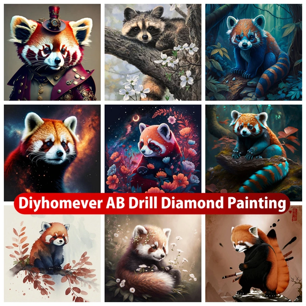 

Red Panda 5D DIY AB Diamond Painting Mosaic Embroidery Cute Animal Cross Stitch Picture Rhinestone Handmade Craft Home Decor