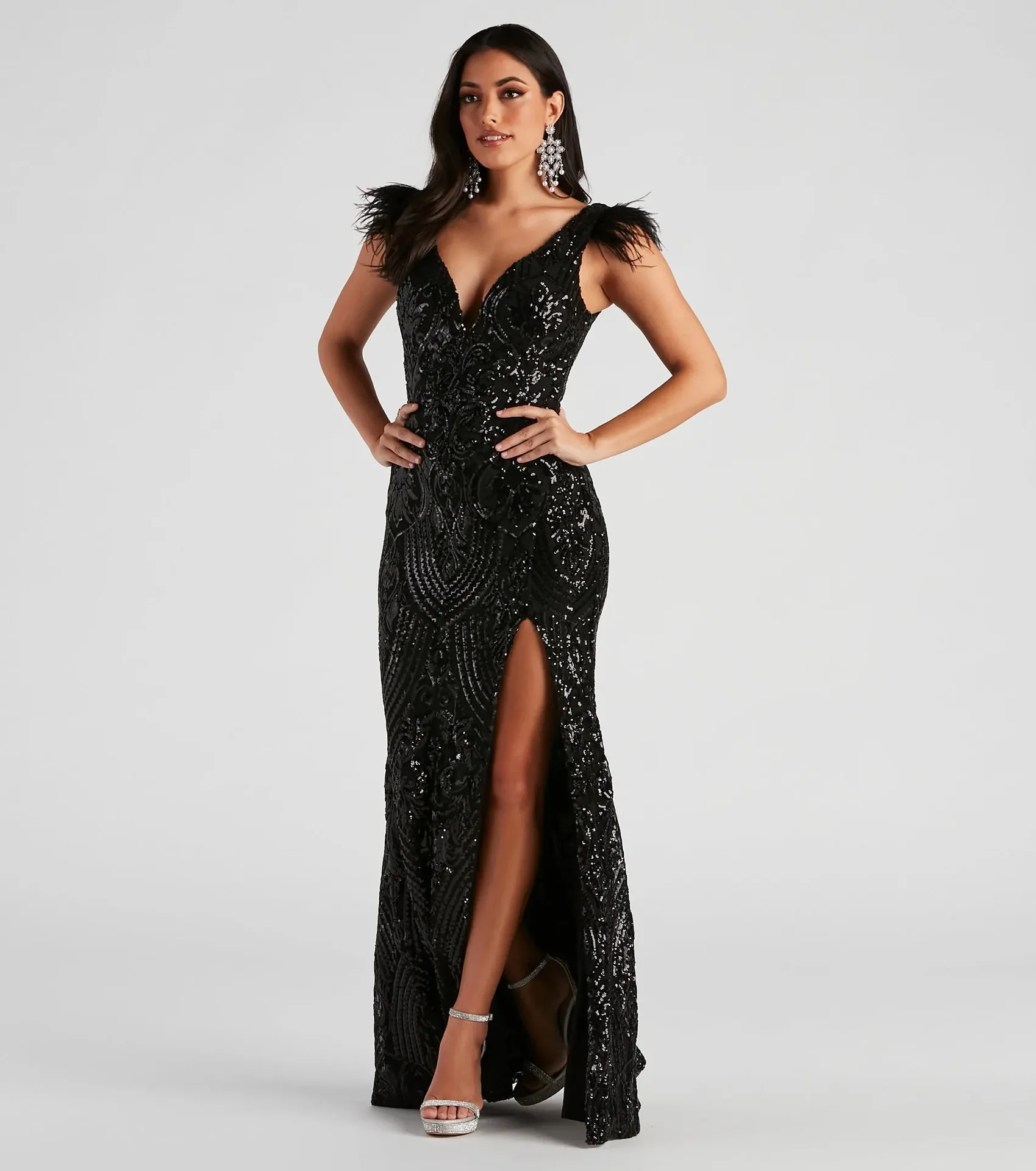 Summer 2024 New Ladies Fashion Slim High-density Sequined Banquet Evening Dress Rhinestone Deep V-neck Stage Dress Gown Vestido