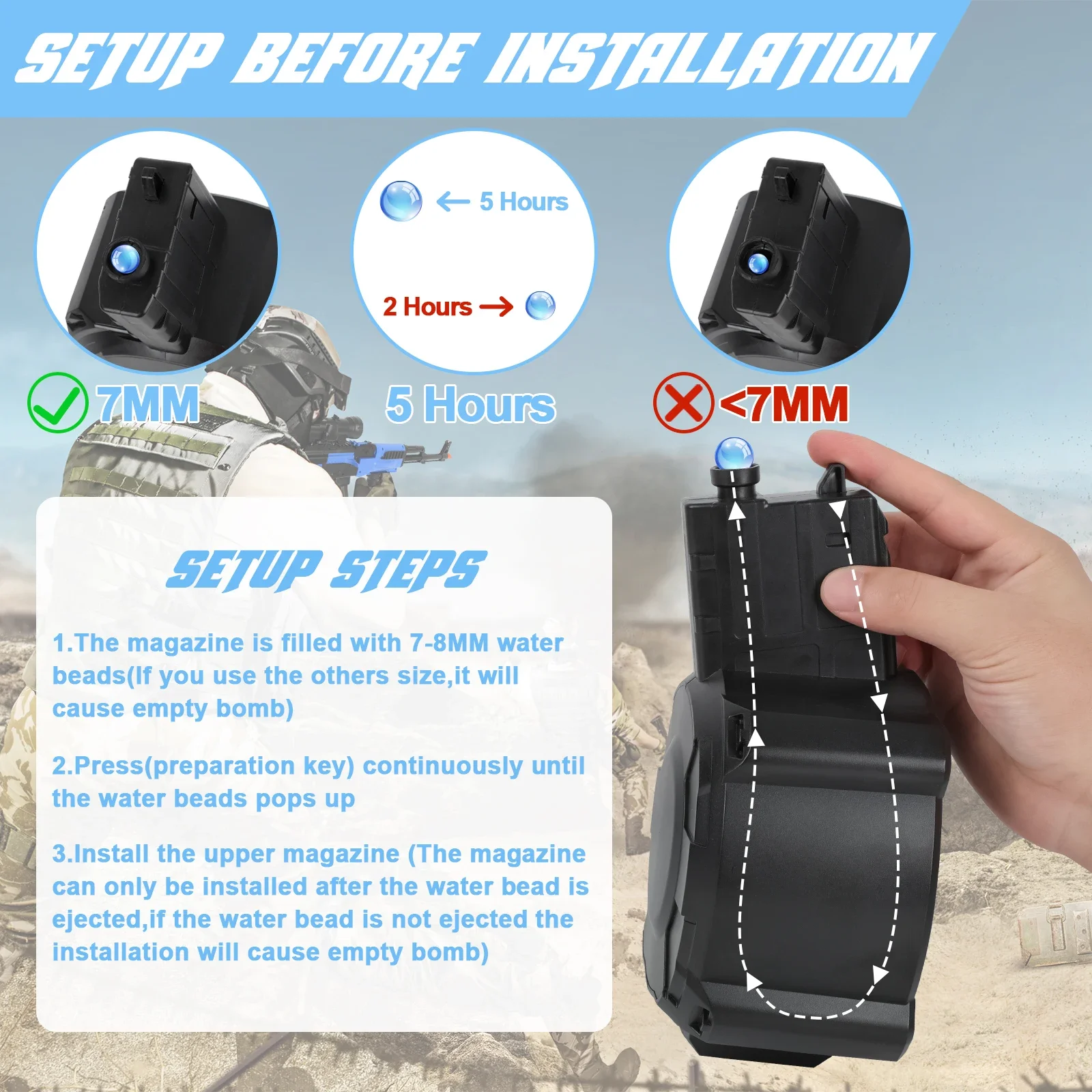 自動ゲルボールブラスターガン、AKM スプラッターボールブラスターおもちゃ、ドラムマグ & 50000 ウォータービーズ付き屋外 Ak 47 銃用