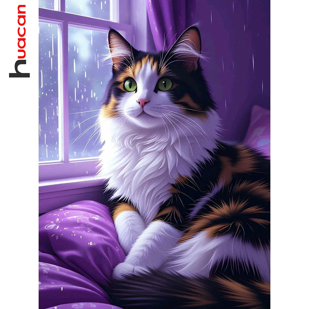 Huacan Neuheiten 2026 Diamantmalerei Katze Diamantstickerei Tier Komplettset Strass-Bild