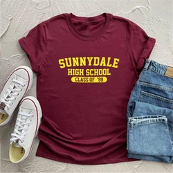 Футболка Sunnydale для старшей школы класс '99, футболка с принтом в виде животного вампира, футболка в стиле Sunnydale, топы с коротким рукавом в стиле унисекс