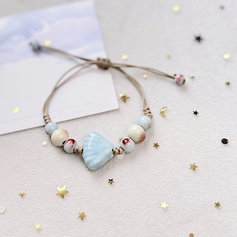 اليدوية قابل للتعديل مطرز أساور للنساء بوهو الملونة الصقيل نجم البحر قذيفة السيراميك الخرز سوار فتاة حزب مجوهرات هدية