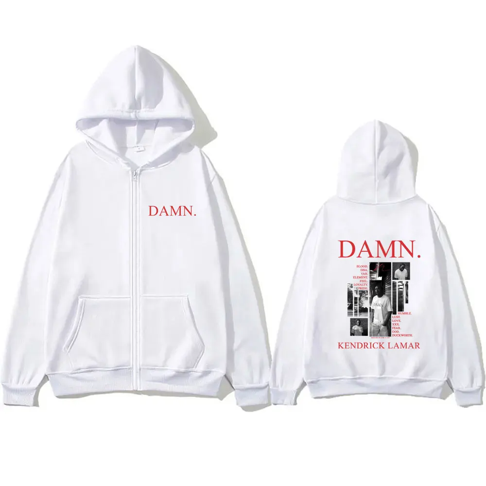 

Rapper Kendrick Lamar DAMN Zipper Hoodie Men Women Hip Hop Fashion Street Oversized Zip Up Hoodies Casual Vintage Jacket Coat