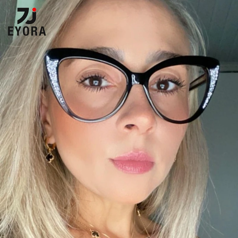 

EYORA Luxury Full Rim TR90 Cat Eye Women Reading Glasses Anti Blue Light Myopia and Hyperopia Photochromic Prescription Eyewear