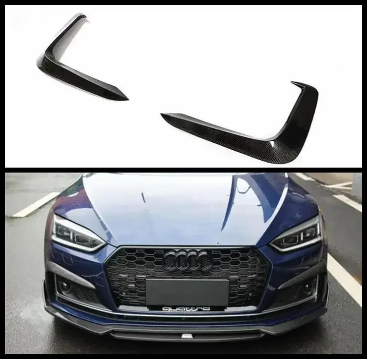 Real Carbon Fiber Front Bumper Lip grille Splitters Aprons Fog light Lamp Cover For Audi A5 S Line S5 2017 2018 2019 2020