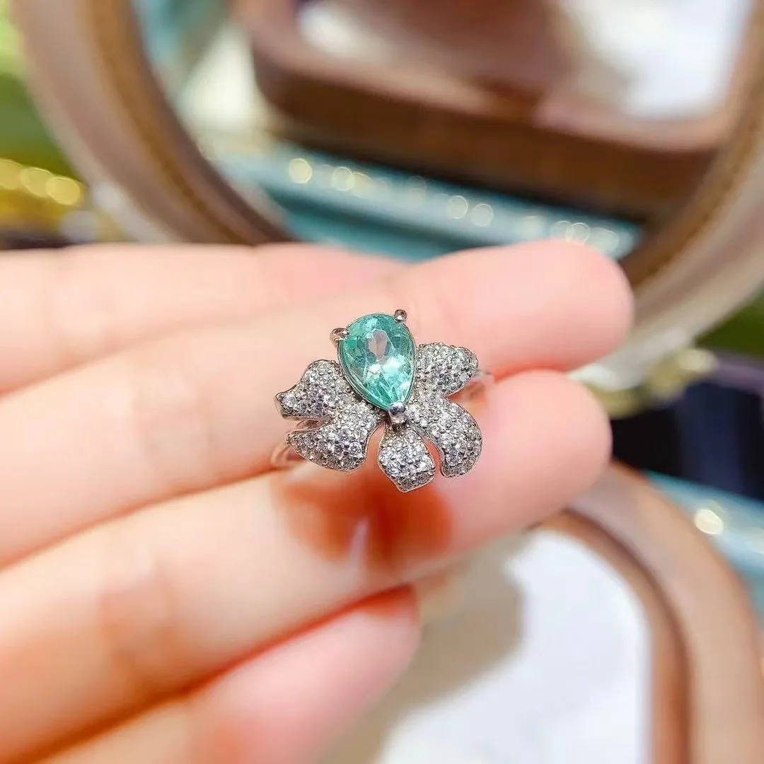 

KJJEAXCMY High End Women's Ring Natural Apatite S925 Silver with Electroplating Boasting High Clarity Full Brilliance Gift