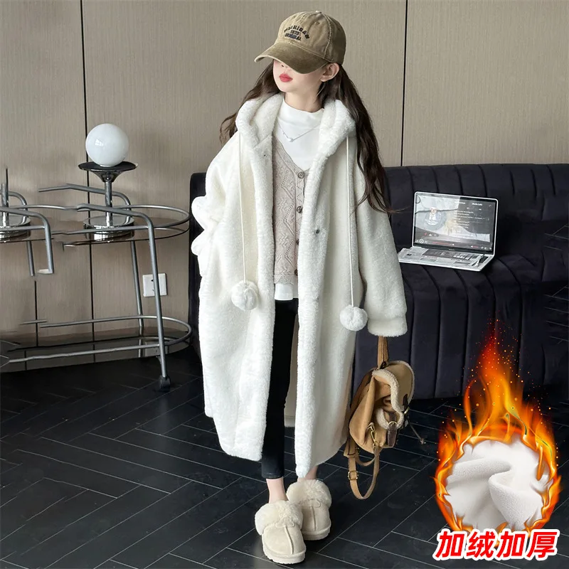 Baby Girls White Long Wool Coat Children 2024 New Autumn Winter Fashion Simple Casual Wool Coat Korean Simple Style Coat