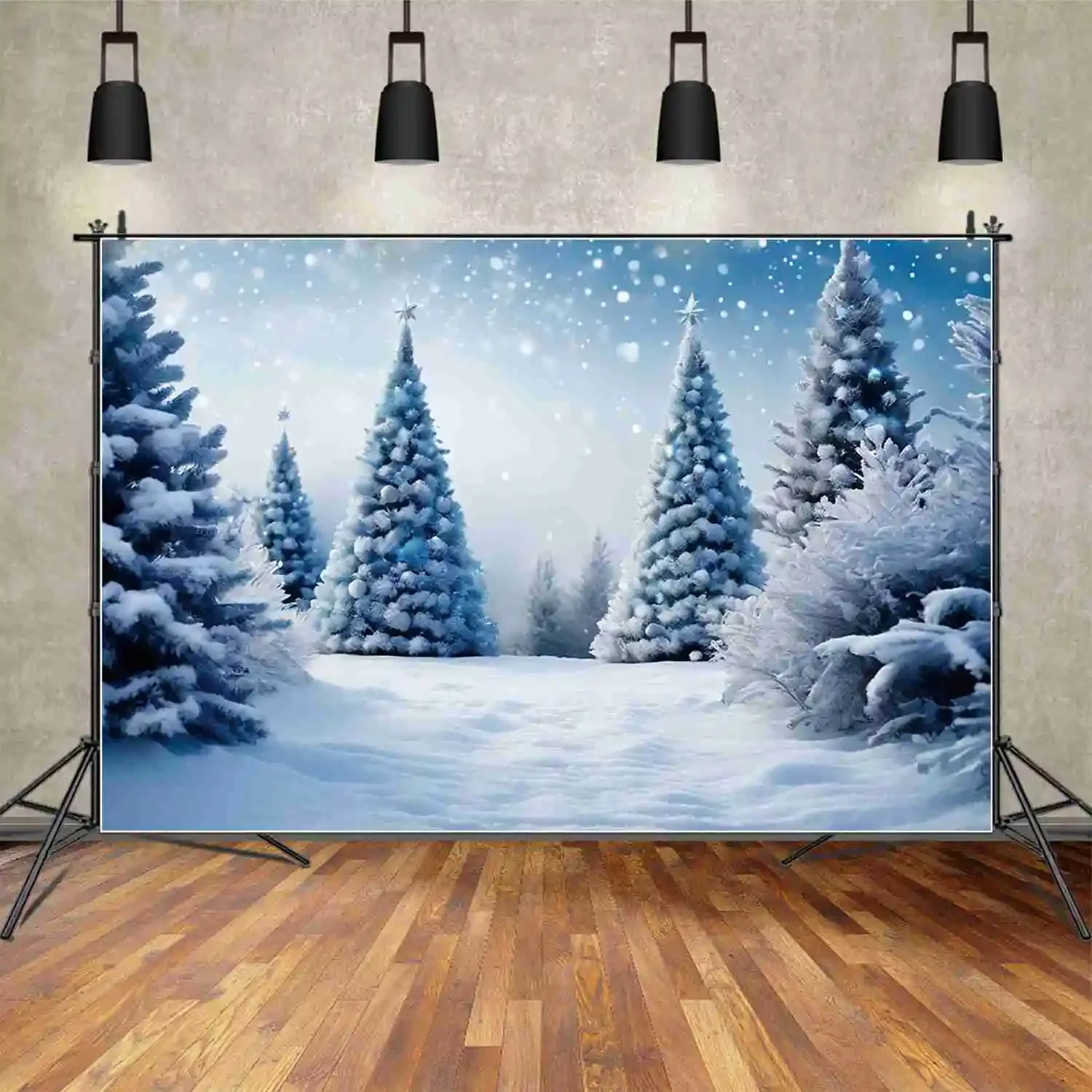 MOON.QG Christmas Tree Photography Backdrops Snow Winter Photo Studio Backgrounds 2025 Home Decoration New Year Party Back Drop