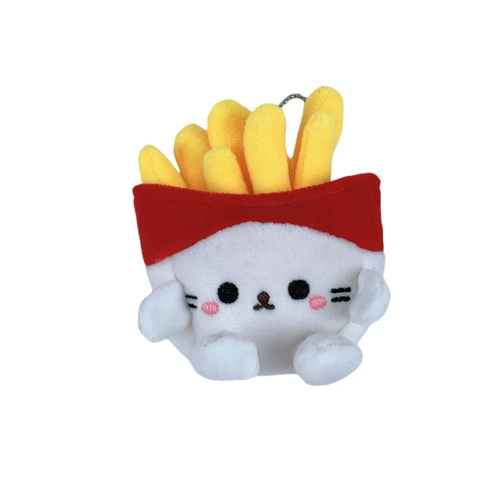 New Creative Cat French Fries Plush Pendant Exquisite Cute Plushie Doll Keyring Girls Cartoon Key Pendant