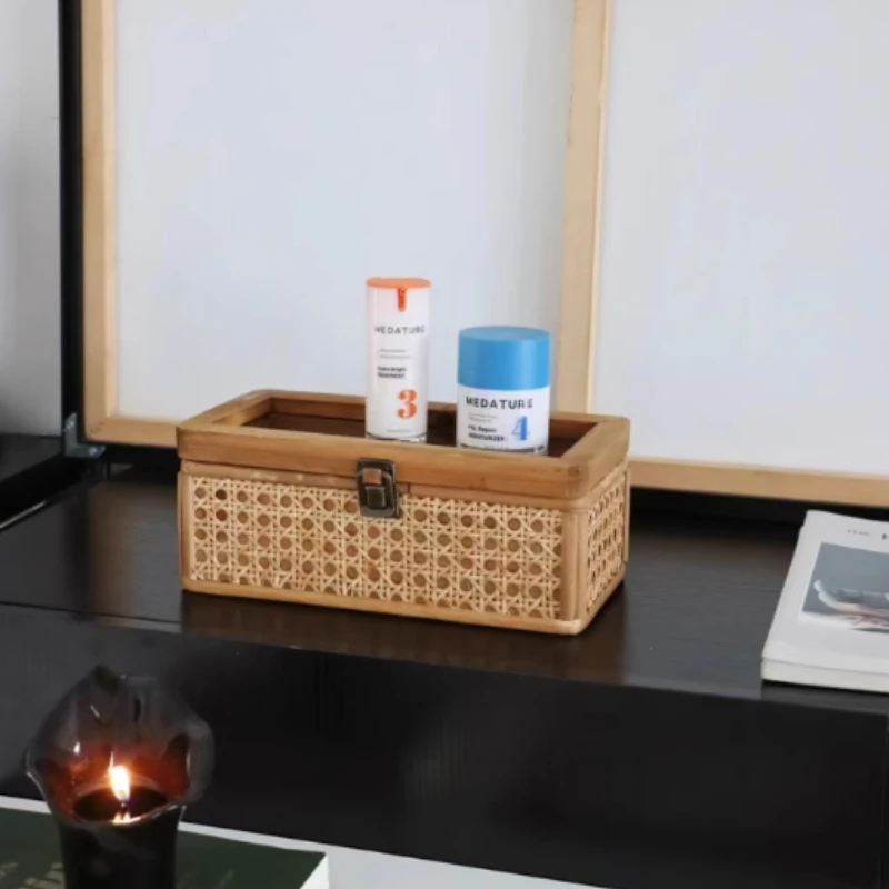 

Woven Multi-Compartment Storage Box, Elegant Display Organizer for Desk, C Jewelry Divider, Multi-Purpose Decorative Box