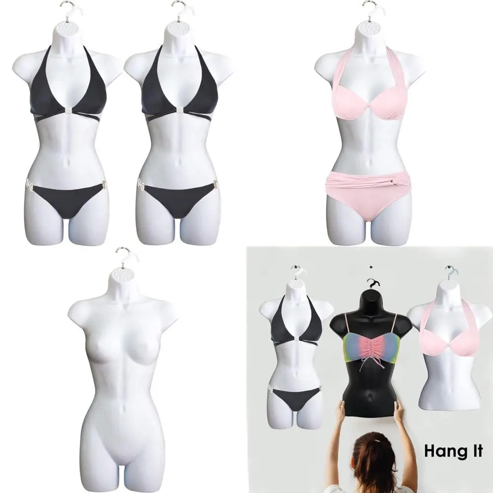 

Stackable Female Mannequin for S-M Clothing, White, Set of 2 with Hanging Hooks and Hollow Back Design