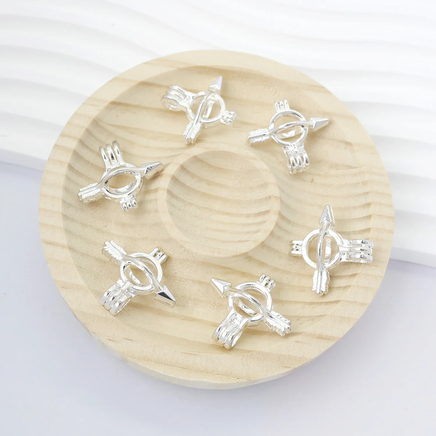 

10pcs Pearl Cage Locket Pendants Rhinestone Aromatherapy Essential Oil Diffuser Necklace Charms For DIY