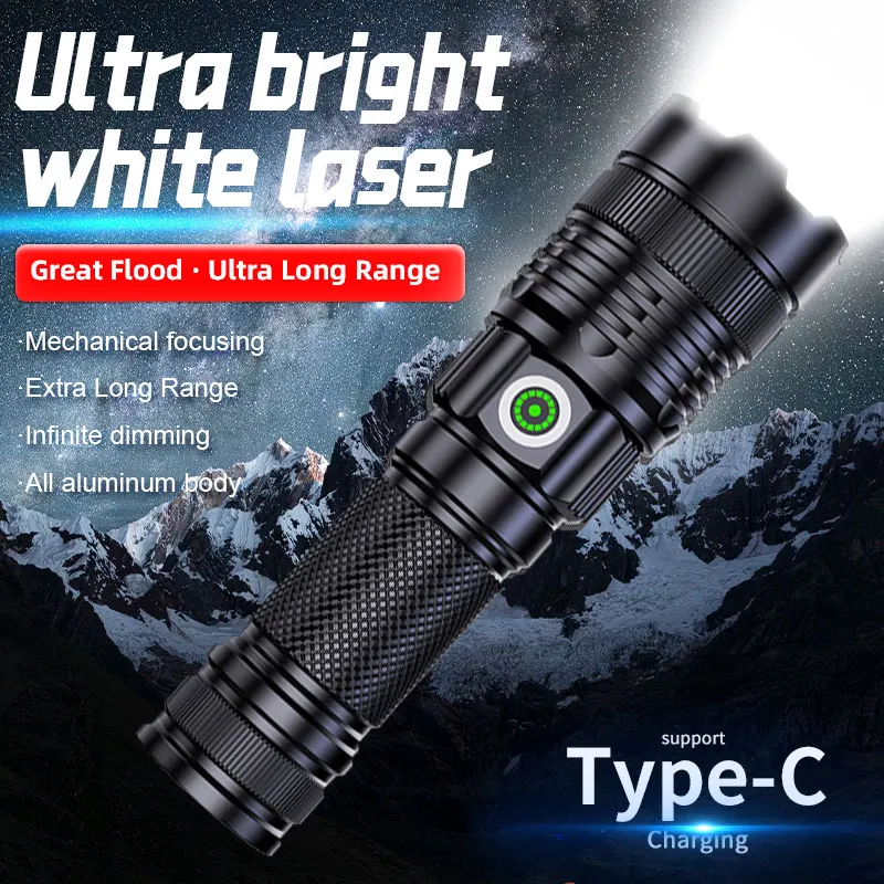 High-power LED Flashlight Stepless Dimming Torch Waterproof Zoom Camping Fishing Lantern Long Lighting Distance