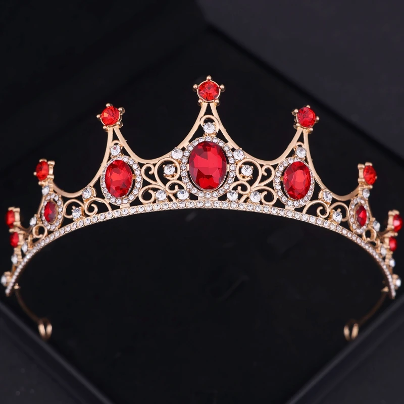 Red Crystal Tiaras And Crowns Headband For Women Party Rhinestone Diadem Bridal Wedding Hair Accessories Jewelry Crown Tiara image 3