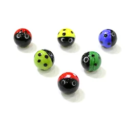 6Pcs 16MM Rare Glass Marbles Ball Creative Ladybug Bee Design Aquarium Home Vase Decor Holiday Party Xmas New Year Gift for Kids